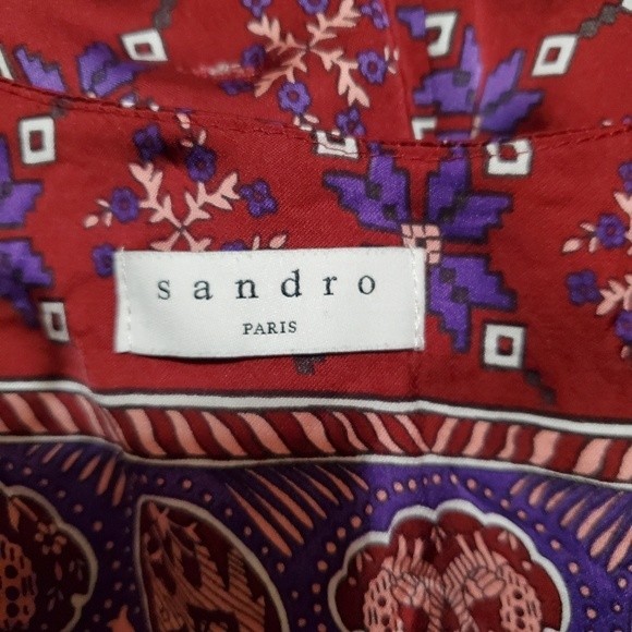 SANDRO Floral-print Short-sleeved Satin Playsuit - Picture 14 of 16